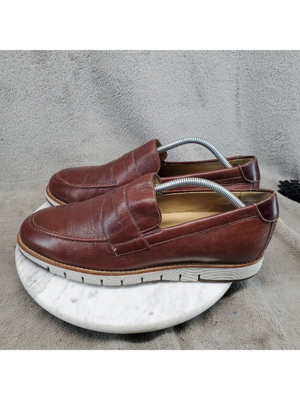 Johnston & Murphy Shoes Mens Size 9.5 Martell Brown Leather Penny Loafers *Read